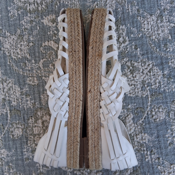 🌴 Sam & Libby ASHA White Woven Espadrille Flats Size 8 Fisherman Sandals Boho - Picture 7 of 9